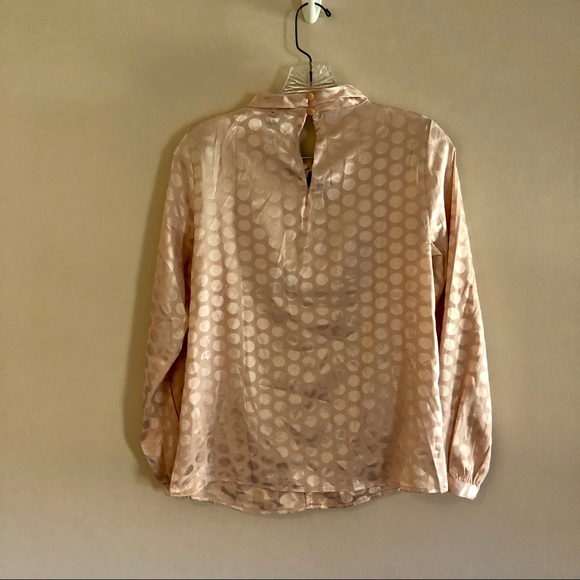 Ann Taylor Factory Petite Pale Pink Polka Dot High Neck Blouse - Picture 2 of 9